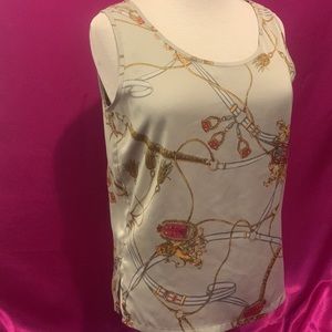 Viviane made in Italy, sleeveless olive green blouse with coat of arms